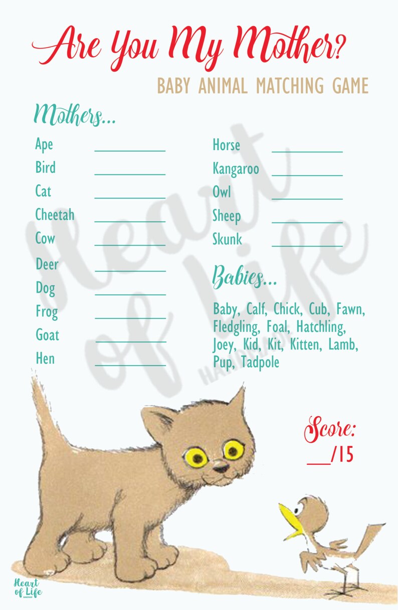 Are You My Mother Baby Shower Game Etsy