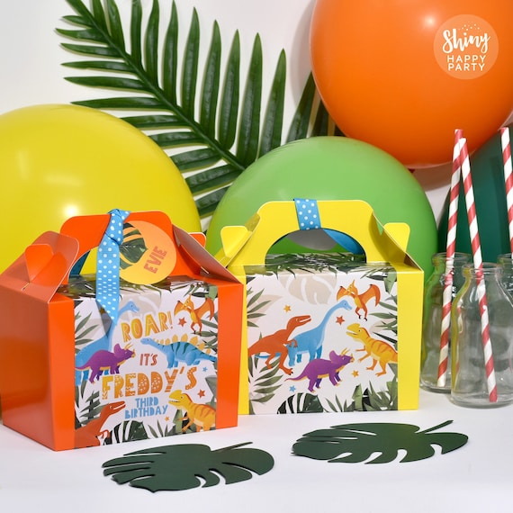 DINOSAUR FUN Personalised Party Box - Add matching paperie to co-ordinate your party decor - Table Settings Gift Bags Birthday Stickers