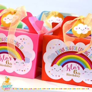 RAINBOW GOLD Personalised Party Box - Add matching paperie to co-ordinate your party decor - Table Settings Gift Bags Birthday Stickers