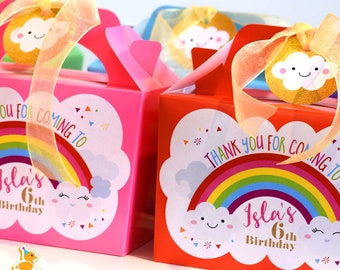 RAINBOW GOLD Personalised Party Box - Add matching paperie to co-ordinate your party decor - Table Settings Gift Bags Birthday Stickers