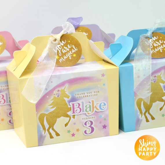 MAGICAL UNICORN Personalised Party Box - Add matching paperie to co-ordinate your party decor - Table Settings Gift Bags Birthday Stickers