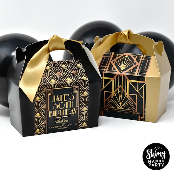 ART DECO GATSBY Personalised Party Box - Add matching paperie to co-ordinate your party decor - Table Settings Gift Bags Birthday Stickers