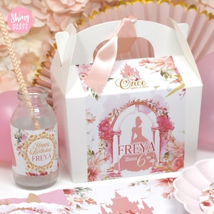 ROSE PRINCESS Personalised Party Box - Add matching paperie to co-ordinate your party decor - Table Settings Gift Bags Birthday Stickers