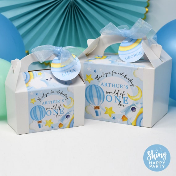 WORLD of ONEDER Personalised Party Box - Add matching paperie to co-ordinate your party decor - Table Settings Gift Bags Birthday Stickers