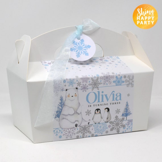 SNOWFLAKE ONEDERLAND Personalised Party Box - Add matching paperie to co-ordinate party decor - Table Settings Gift Bags Birthday Stickers