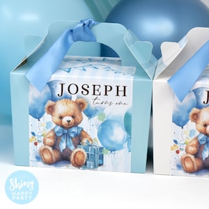 BLUE BEAR BALLOONS Personalised Party Box - Add matching paperie to co-ordinate party decor - Table Settings Gift Bags Birthday Stickers