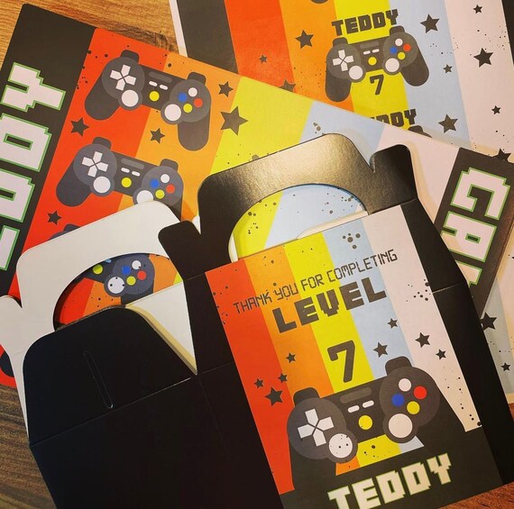 GAME CONTROLLER Personalised Party Box - Add matching paperie to co-ordinate your party decor - Table Settings Gift Bags Birthday Stickers