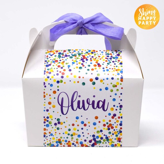 SPOTTY DOTS Personalised Party Box - Add matching paperie to co-ordinate your party decor - Table Settings Gift Bags Birthday Stickers