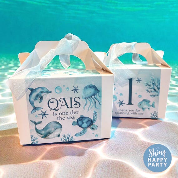 UNDER THE SEA Blue Whale Octopus Party Box & Matching Party Tableware | Birthday Decorations | Ocean Theme Party Set | Stickers, Wrappers