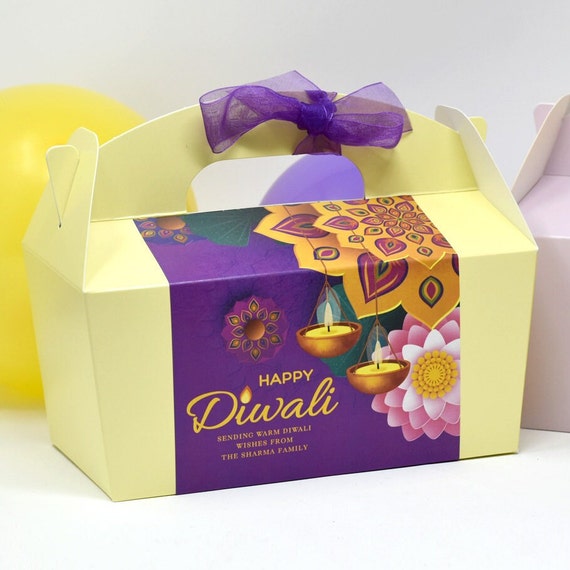 DIWALI JOY Personalised Party Box - Add matching paperie to co-ordinate your party decor - Table Settings Gift Bags Birthday Stickers