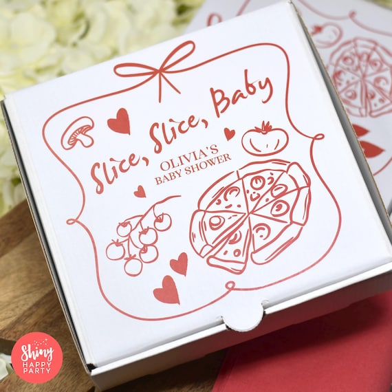 SLICE, SLICE, BABY Shower Box – Personalised 7" Party & Graze Box for Pizza, Sweets, Treats, Nibbles, Gifts, Picnics – Add Bottle Wrappers