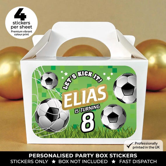 Personalised Gold FOOTBALL Party Stickers - Soccer Labels