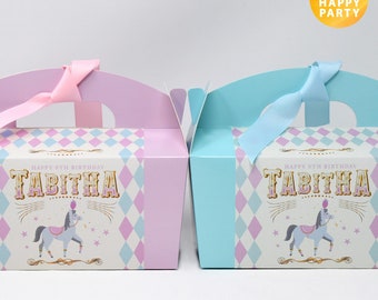CIRCUS PONY Personalised Party Box - Add matching paperie to co-ordinate your party decor - Table Settings Gift Bags Birthday Stickers