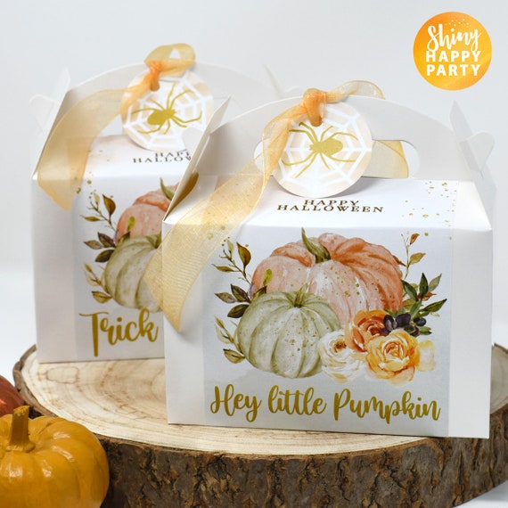 PUMPKIN Personalised Party Box, Bottle Wrappers, Cutlery Wraps, Place Mats, Plate Toppers, Stickers. Gift boxes Treat bag Sweets