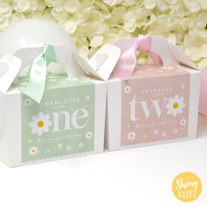 DAISY PETALS Scatola per feste personalizzata con fiori - Aggiungi carta coordinata per coordinare l'arredamento della festa - Impostazioni tavolo Borse regalo Adesivi compleanno
