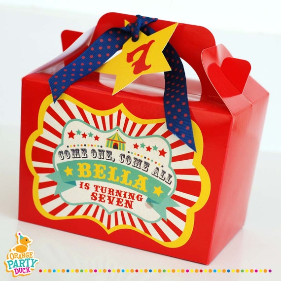 Personalised Mini Favor Box Circus Showtime Showman Carnival Birthday Party Bag