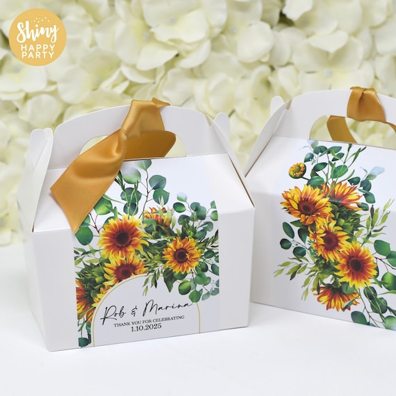 SUNFLOWER Personalised Party Box - Add matching paperie to co-ordinate your party decor - Table Settings Gift Bags Birthday Stickers