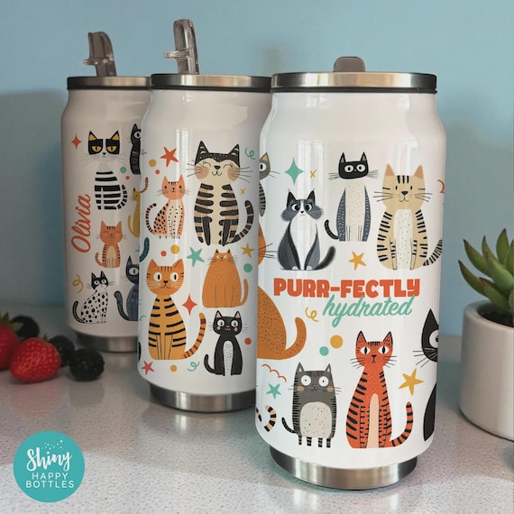 Personalised Animal BIRD DOG CAT Positive Reusable 255ml Soda Can Tumbler - Ultimate Stylish Party Favour Gift Stocking Filler Water Bottle