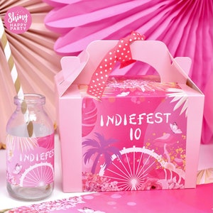 CARNIVAL PINK FESTIVAL Personalised Party Box - Add matching paperie to co-ordinate party decor - Table Settings Gift Bags Birthday Stickers