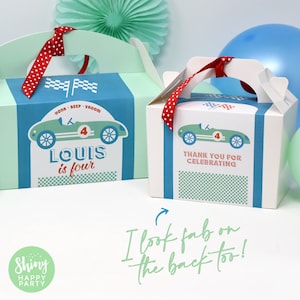 RACING GREEN CAR Personalised Party Box - Add matching paperie to co-ordinate your party decor - Table Settings Gift Bags Birthday Stickers