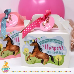 PONY PARTY Horse Personalised Party Box - Add matching paperie to co-ordinate your party decor - Table Settings Gift Bags Birthday Stickers