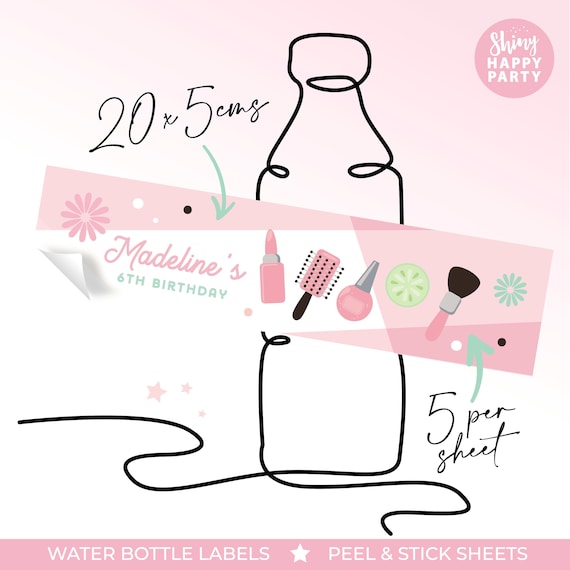 SPA DAY Make Up Personalised Party Box - Add matching paperie co-ordinate your party decor - Table Settings Gift Bags Birthday Stickers