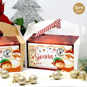 CAJA DE NOCHE DE NAVIDAD Caja de fiesta personalizada, envoltorios para botellas, envoltorios para cubiertos/servilletas, manteles individuales, adornos para platos, pegatinas. Cajas de regalo