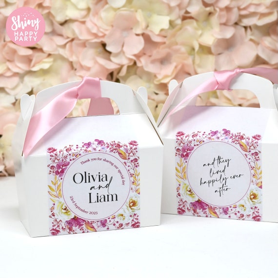 WEDDING FLOWERS Personalised Wedding Favor Box, Cake, Sweets, Gift Boxes. Matching Table Decor & Paperie available.