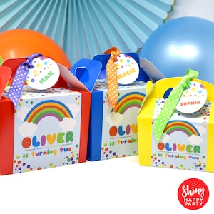 COLOUR THE RAINBOW Personalised Party Box - Add matching paperie to co-ordinate your party decor -Table Settings Gift Bags Birthday Stickers