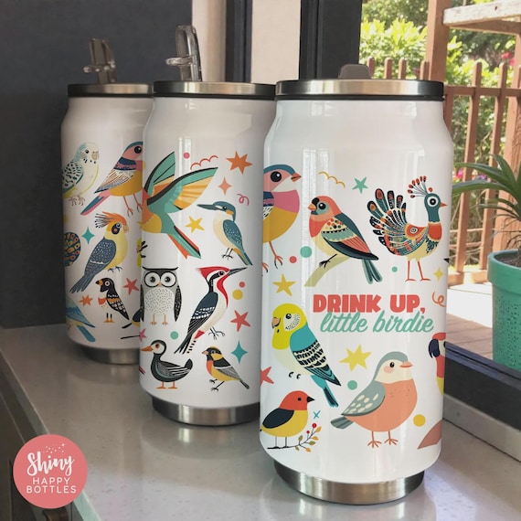 Personalised Animal BIRD DOG CAT Positive Reusable 255ml Soda Can Tumbler - Ultimate Stylish Party Favour Gift Stocking Filler Water Bottle