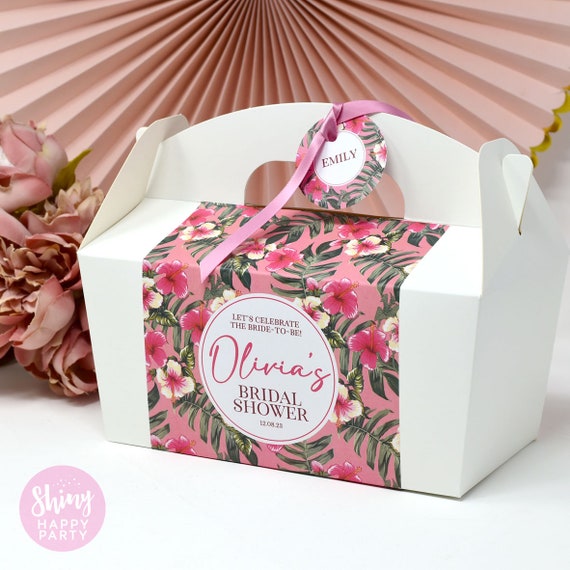 PINK BLOSSOM SHOWER Personalised Party Box - Add matching paperie to co-ordinate party decor - Table Settings Gift Bags Birthday Stickers
