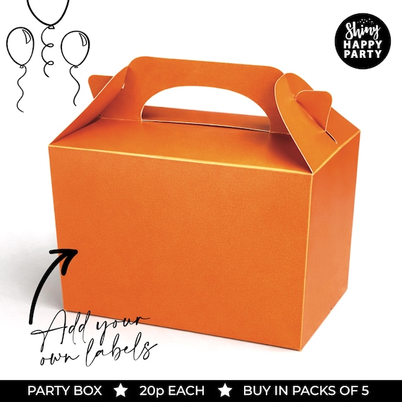 Orange Gable Party Favor Boxes with Handle - Wedding, Birthday (5 Pack)