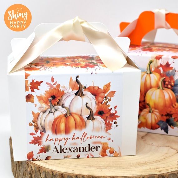 AUTUMN PUMPKIN Personalised Party Box - Add matching paperie to co-ordinate your party decor - Table Settings Gift Bags Birthday Stickers