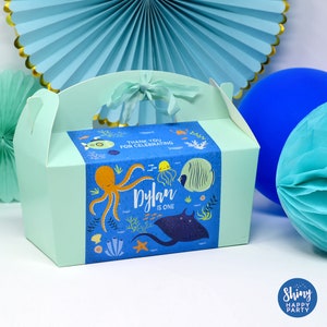 UNDER THE SEA Personalised Party Box - Add matching paperie to co-ordinate your party decor - Table Settings Gift Bags Birthday Stickers