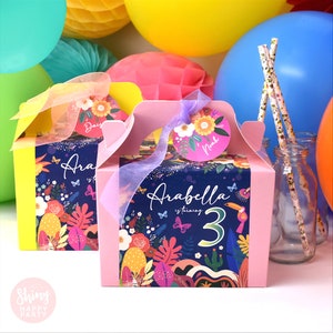 FIESTA Personalised Party Box - Add matching paperie to co-ordinate your party decor - Table Settings Gift Bags Birthday Stickers