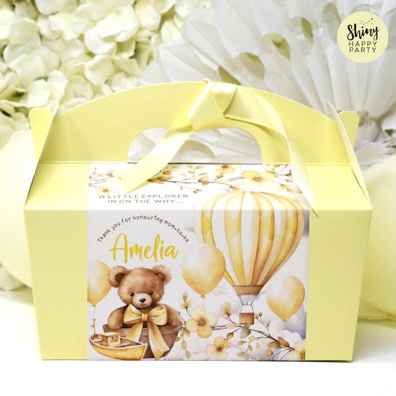 LEMON BEAR BABY Shower Personalised Party Box - Add matching paperie to co-ordinate your party decor - Table Settings Gift Bags Stickers