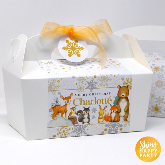 WINTER WOODLAND ANIMALS Personalised Party Box - Add matching paperie to co-ordinate your party decor - Table Settings Gift Bags Stickers