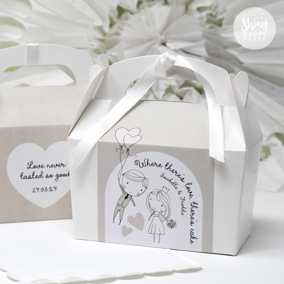 WEDDING CAKE Sweet Treat Personalised Wedding Favor Box, Sweets, Gift Boxes. Matching Table Decor & Paperie available.