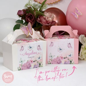 BUTTERFLY GARDEN Personalised Party Box - Add matching paperie to co-ordinate your party decor - Table Settings Gift Bags Birthday Stickers