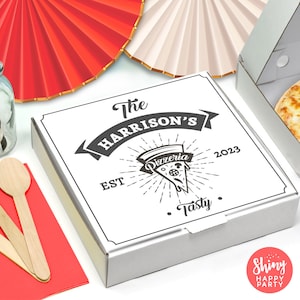 RETRO Pizza Box – Personalised 7&quot; Party Box for Small Pizza, Wedding Treats, Sweets, Nibbles, Gifts & Favours – Add Matching Bottle Wrappers