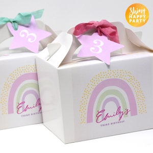 PINK BOHO RAINBOW Personalised Party Box - Add matching paperie to co-ordinate your party decor - Table Settings Gift Bags Birthday Stickers