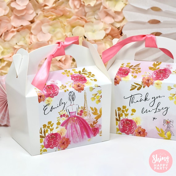 PARIS HEN Personalised Party Box - Add matching paperie to co-ordinate your party decor - Table Settings Gift Bags Stickers