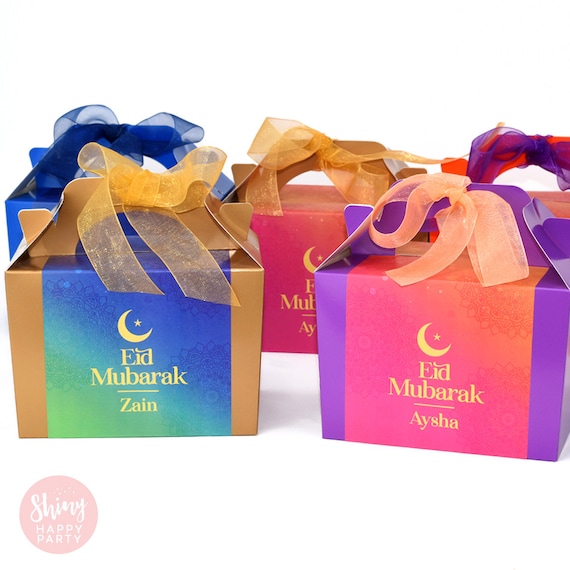 EID MUBARAK FESTIVAL Personalised Party Box -  Favor Box, Cake, Sweets, Gift Boxes. Matching Table Decor & Paperie available