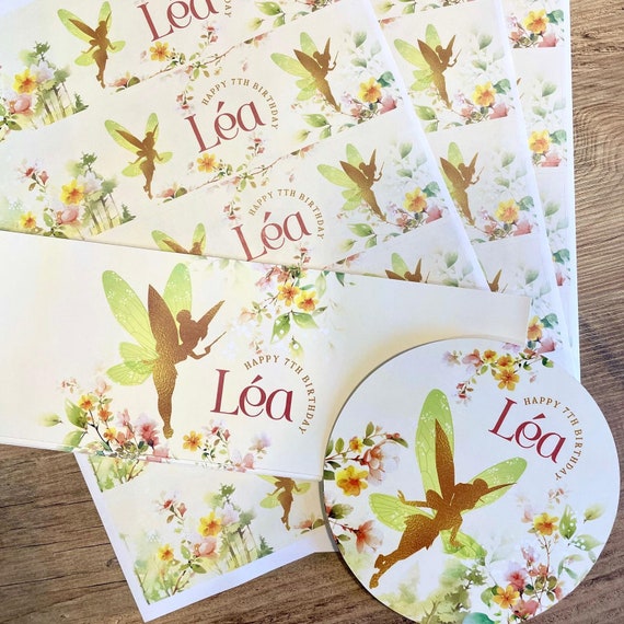 FAIRY FLOWERS Personalised Party Box - Add matching paperie to co-ordinate your party decor - Table Settings Gift Bags Birthday Stickers
