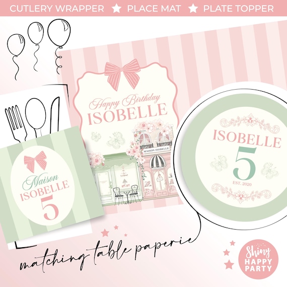 French Patisserie Maison Personalised Party Box - Chic Paris Bakery Theme Paperie | Elegant Birthday Party Decor Stickers Wrappers