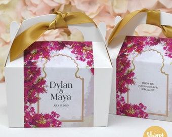 INDIAN FLORAL WEDDING Personalised Wedding Favor Box, Cake, Sweets, Gift Boxes. Matching Table Decor & Paperie available.