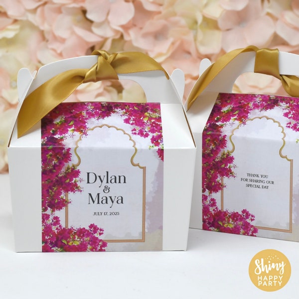 INDIAN FLORAL WEDDING Personalised Wedding Favor Box, Cake, Sweets, Gift Boxes. Matching Table Decor & Paperie available.