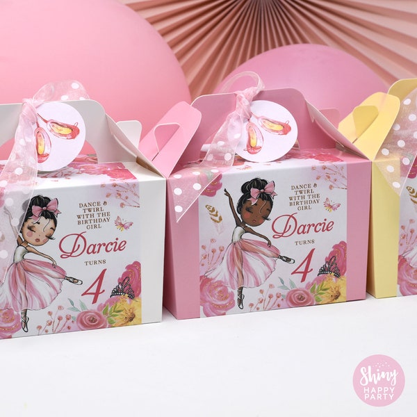 BEAUTIFUL BALLERINA Personalised Party Box - Add matching paperie to co-ordinate party decor - Table Settings Gift Bags Birthday Stickers