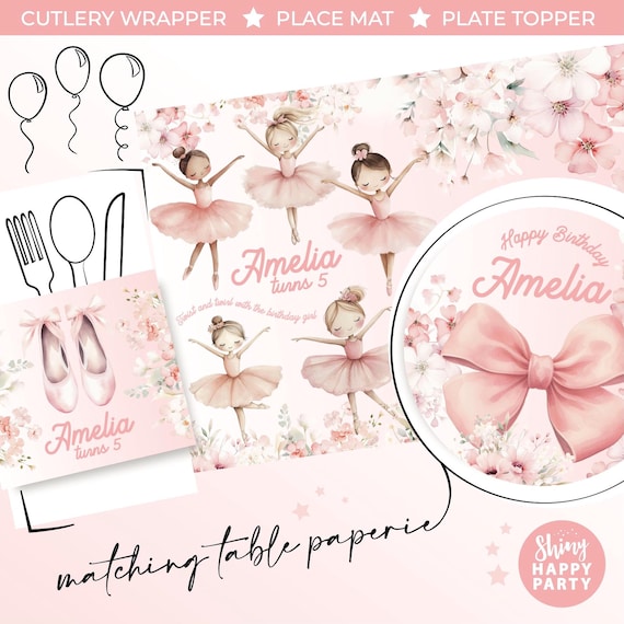 BALLERINA Ballet Dancer Girls Personalised Party Box -Add matching paperie co-ordinate party decor-Table Settings Gift Bag Birthday Stickers