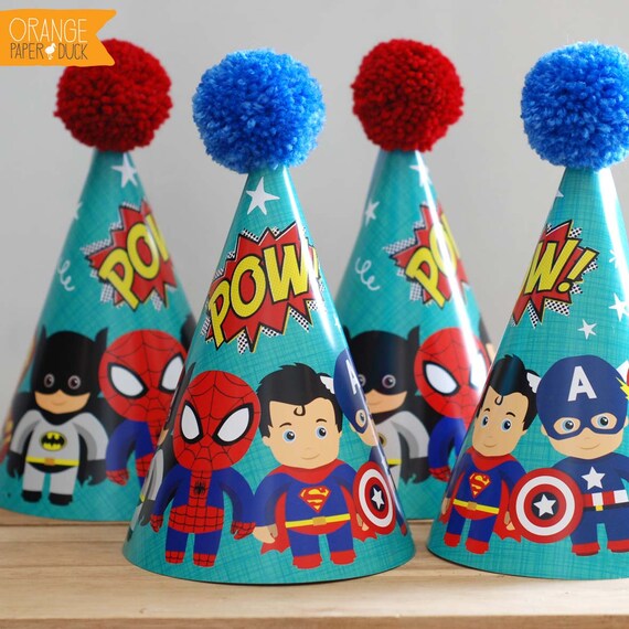 4 X Superhelden Kinder Geburtstag Partei Wolle Pom Pom Mutze Etsy